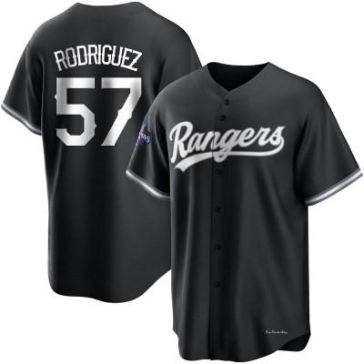 Men's Yerry Rodriguez Texas Rangers Replica White Black 2023 World Series Champions Jersey