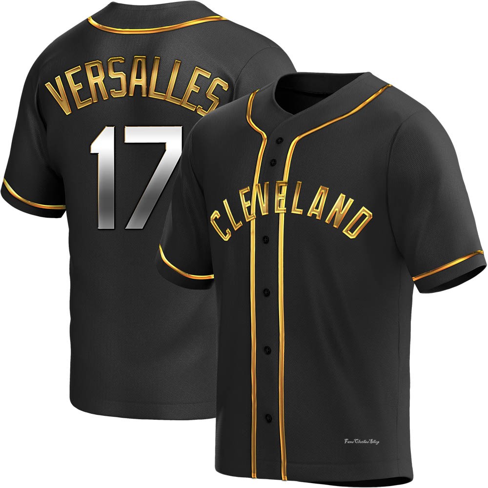 Men's Zoilo Versalles Cleveland Guardians Replica Black Golden Alternate Jersey