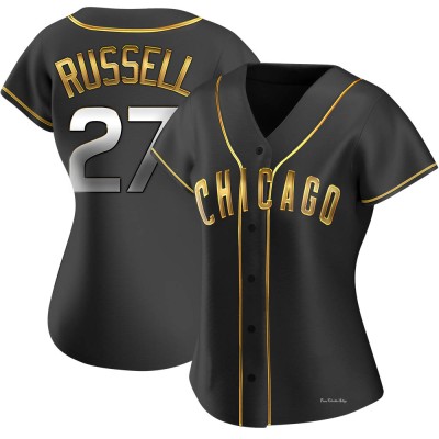 Women's Addison Russell Chicago Cubs Replica Black Golden Alternate Jersey
