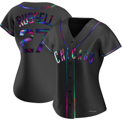 Women's Addison Russell Chicago Cubs Replica Black Holographic Alternate Jersey