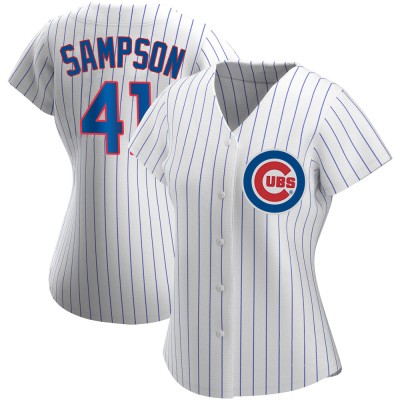 Women's Adrian Sampson Chicago Cubs Replica White Home Jersey