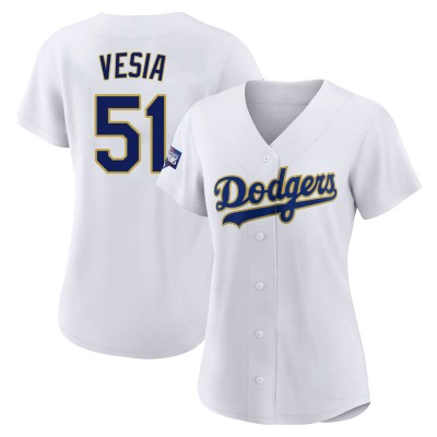 Women's Alex Vesia Los Angeles Dodgers Replica White/Gold 2021 Gold Program Player Jersey