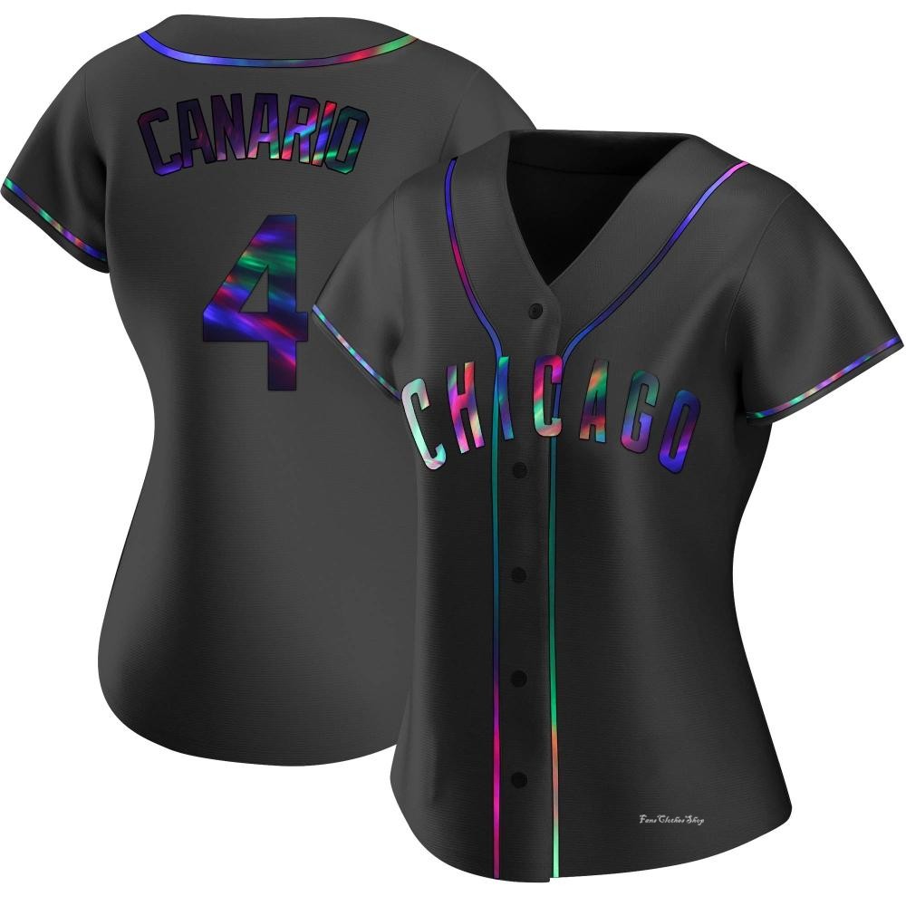 Women's Alexander Canario Chicago Cubs Replica Black Holographic Alternate Jersey