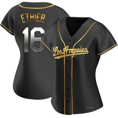 Women's Andre Ethier Los Angeles Dodgers Replica Black Golden Alternate Jersey