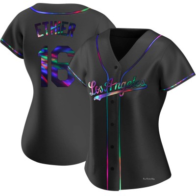 Women's Andre Ethier Los Angeles Dodgers Replica Black Holographic Alternate Jersey