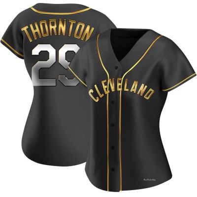 Women's Andre Thornton Cleveland Guardians Replica Black Golden Alternate Jersey
