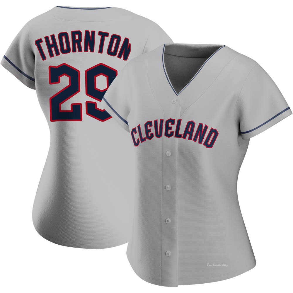 Women's Andre Thornton Cleveland Guardians Replica Gray Road Jersey