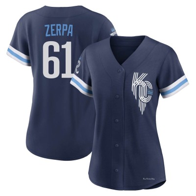 Women's Angel Zerpa Kansas City Royals Authentic Navy 2022 City Connect Jersey