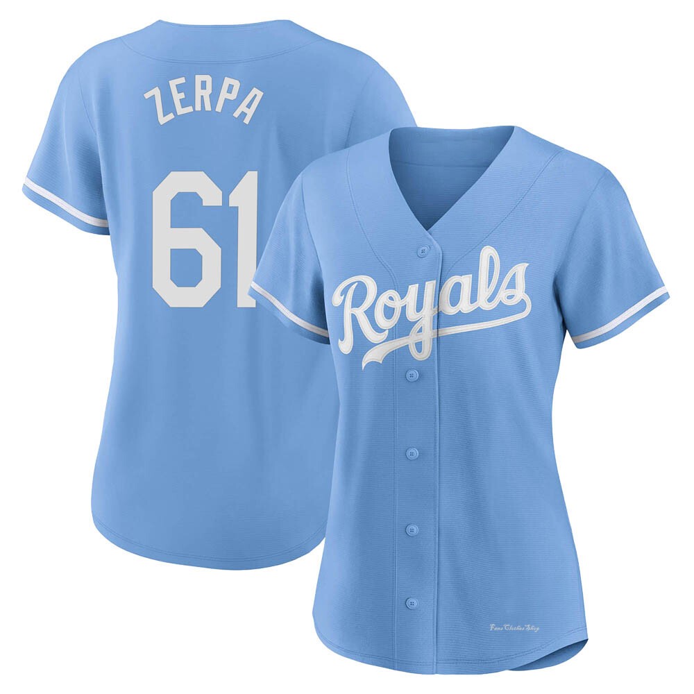Women's Angel Zerpa Kansas City Royals Replica Light Blue 2022 Alternate Jersey