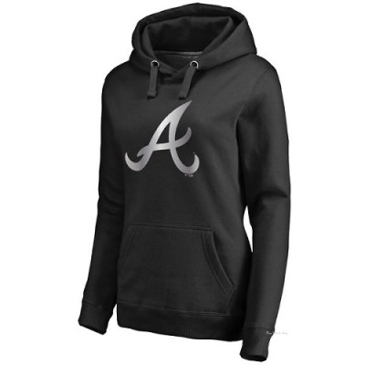 Women's Atlanta Braves Black Platinum Collection Pullover Hoodie -