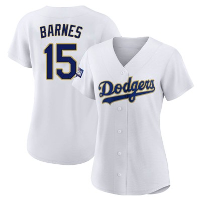 Women's Austin Barnes Los Angeles Dodgers Authentic White/Gold 2021 Gold Program Player Jersey