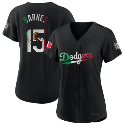 Women's Austin Barnes Los Angeles Dodgers Replica Black Mexican Flag Jersey