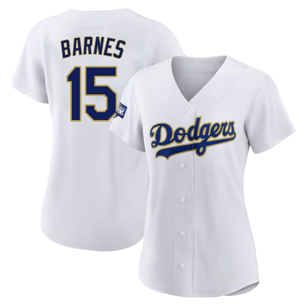 Women's Austin Barnes Los Angeles Dodgers Replica White/Gold 2021 Gold Program Player Jersey