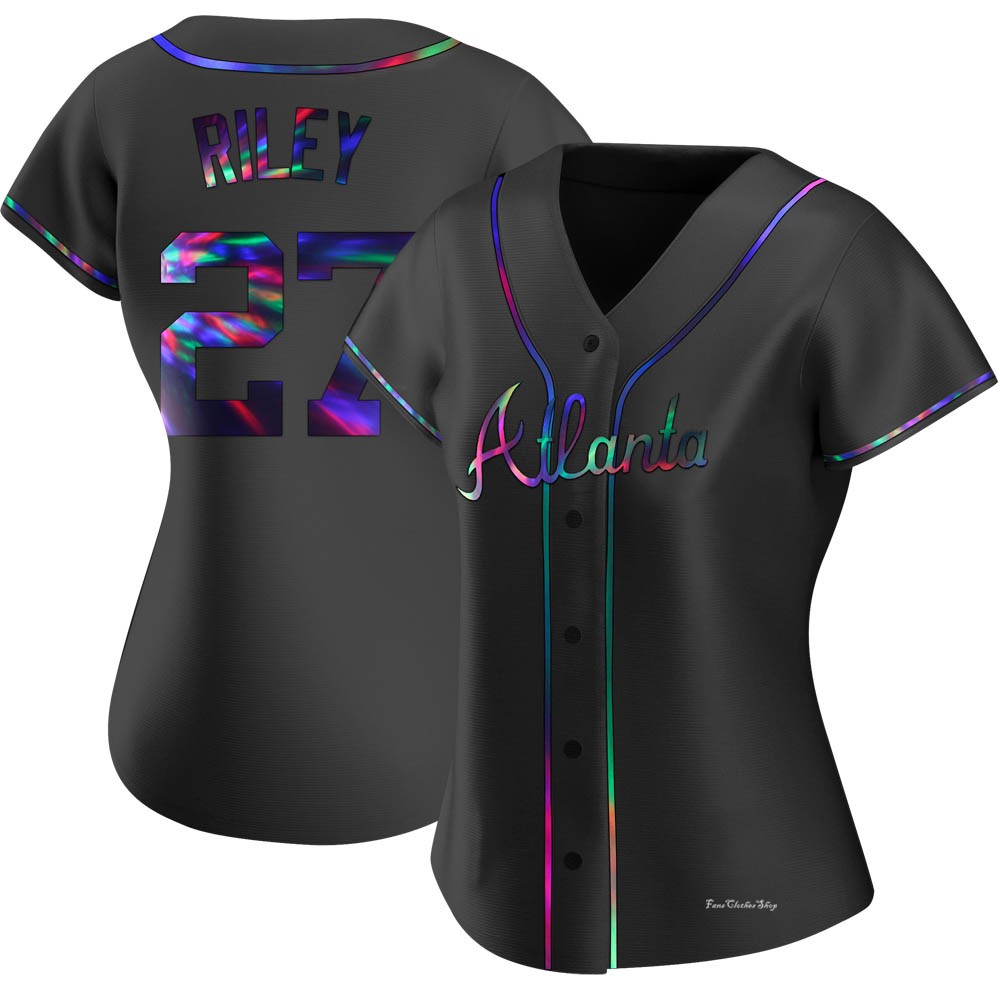Women's Austin Riley Atlanta Braves Replica Black Holographic Alternate Jersey