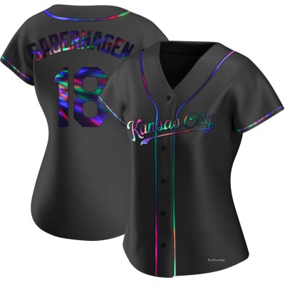 Women's Bret Saberhagen Kansas City Royals Replica Black Holographic Alternate Jersey