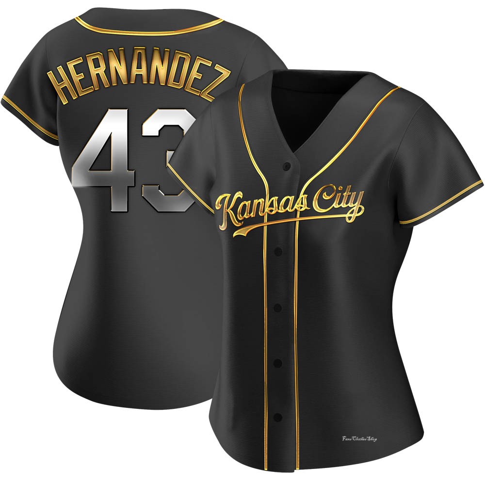 Women's Carlos Hernandez Kansas City Royals Replica Black Golden Alternate Jersey