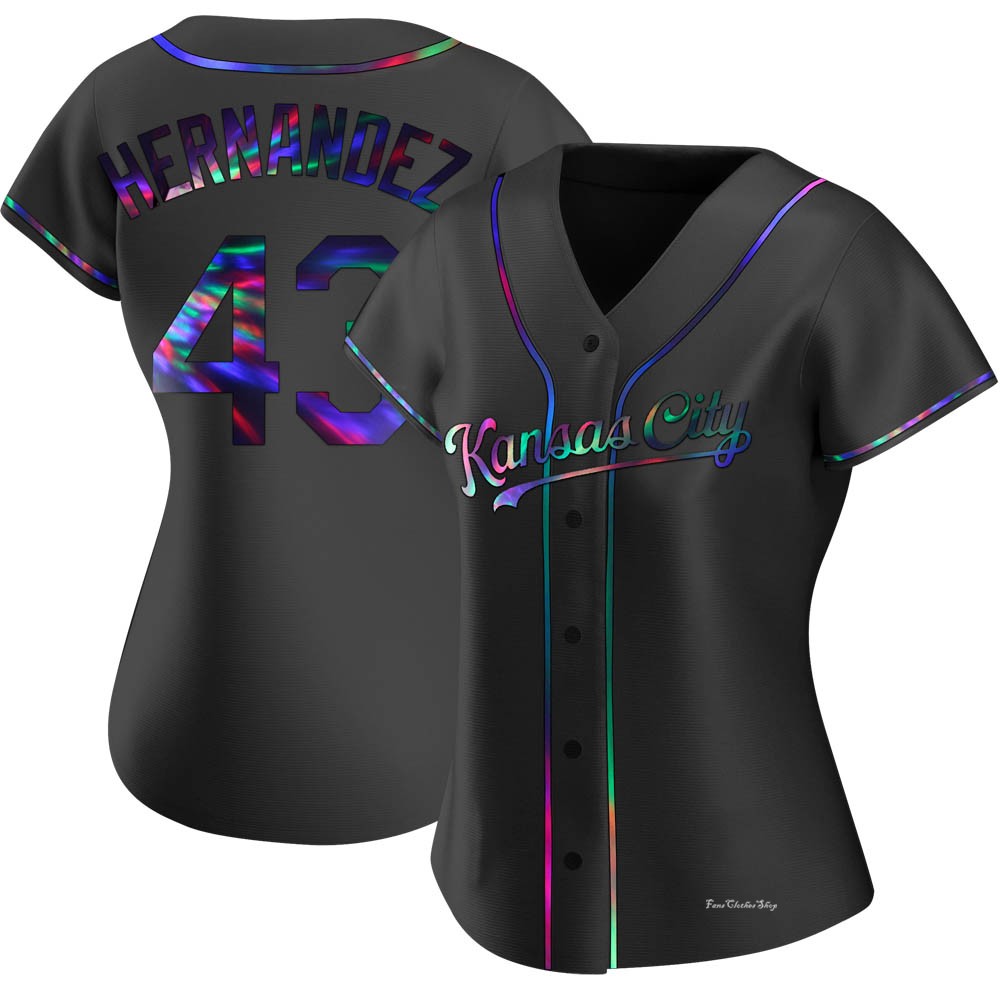 Women's Carlos Hernandez Kansas City Royals Replica Black Holographic Alternate Jersey