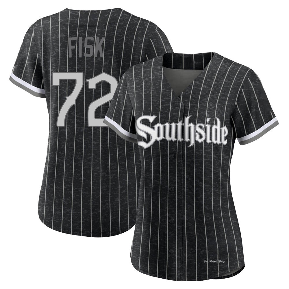 Women's Carlton Fisk Chicago White Sox Authentic Black 2021 City Connect Jersey