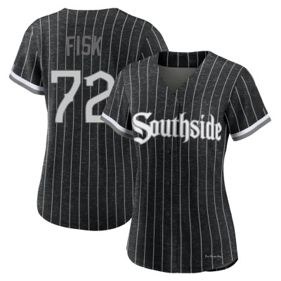 Women's Carlton Fisk Chicago White Sox Authentic Black 2021 City Connect Jersey