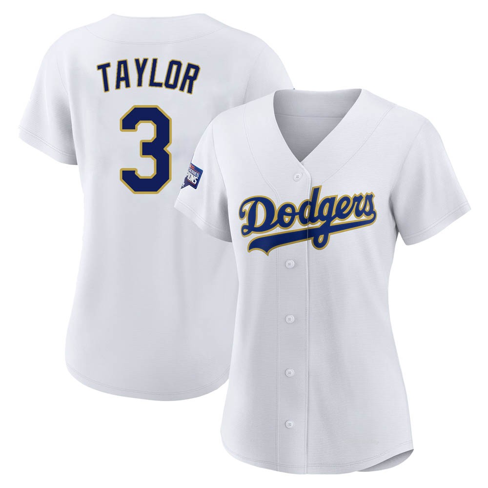 Women's Chris Taylor Los Angeles Dodgers Authentic White/Gold 2021 Gold Program Player Jersey