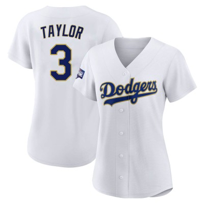 Women's Chris Taylor Los Angeles Dodgers Replica White/Gold 2021 Gold Program Player Jersey
