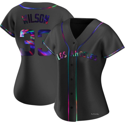 Women's C.J. Wilson Los Angeles Angels Replica Black Holographic Alternate Jersey