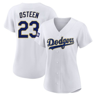 Women's Claude Osteen Los Angeles Dodgers Authentic White/Gold 2021 Gold Program Player Jersey