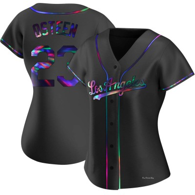 Women's Claude Osteen Los Angeles Dodgers Replica Black Holographic Alternate Jersey