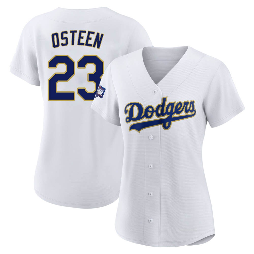 Women's Claude Osteen Los Angeles Dodgers Replica White/Gold 2021 Gold Program Player Jersey