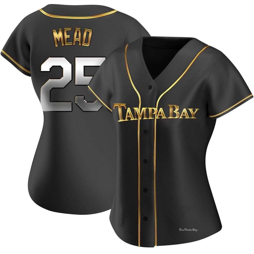 Women's Curtis Mead Tampa Bay Rays Replica Black Golden Alternate Jersey