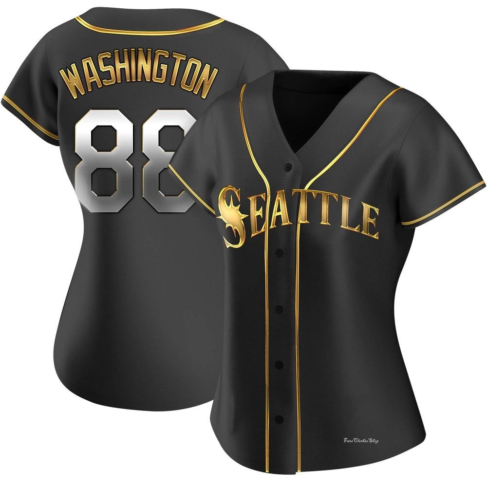Women's Curtis Washington Seattle Mariners Replica Black Golden Alternate Jersey
