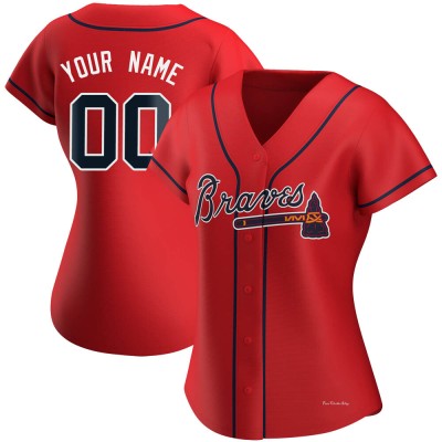 Women's Custom Atlanta Braves Authentic Red Alternate Jersey