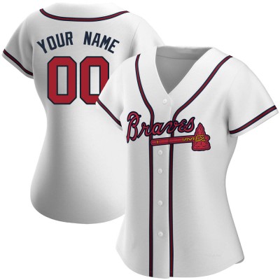 Women's Custom Atlanta Braves Replica White Home Jersey