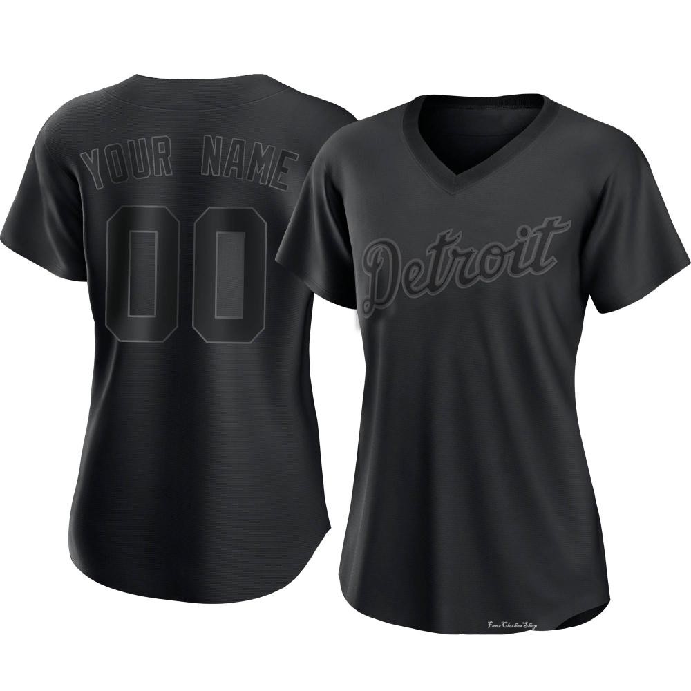 Women's Custom Detroit Tigers Authentic Black Pitch Fashion Jersey