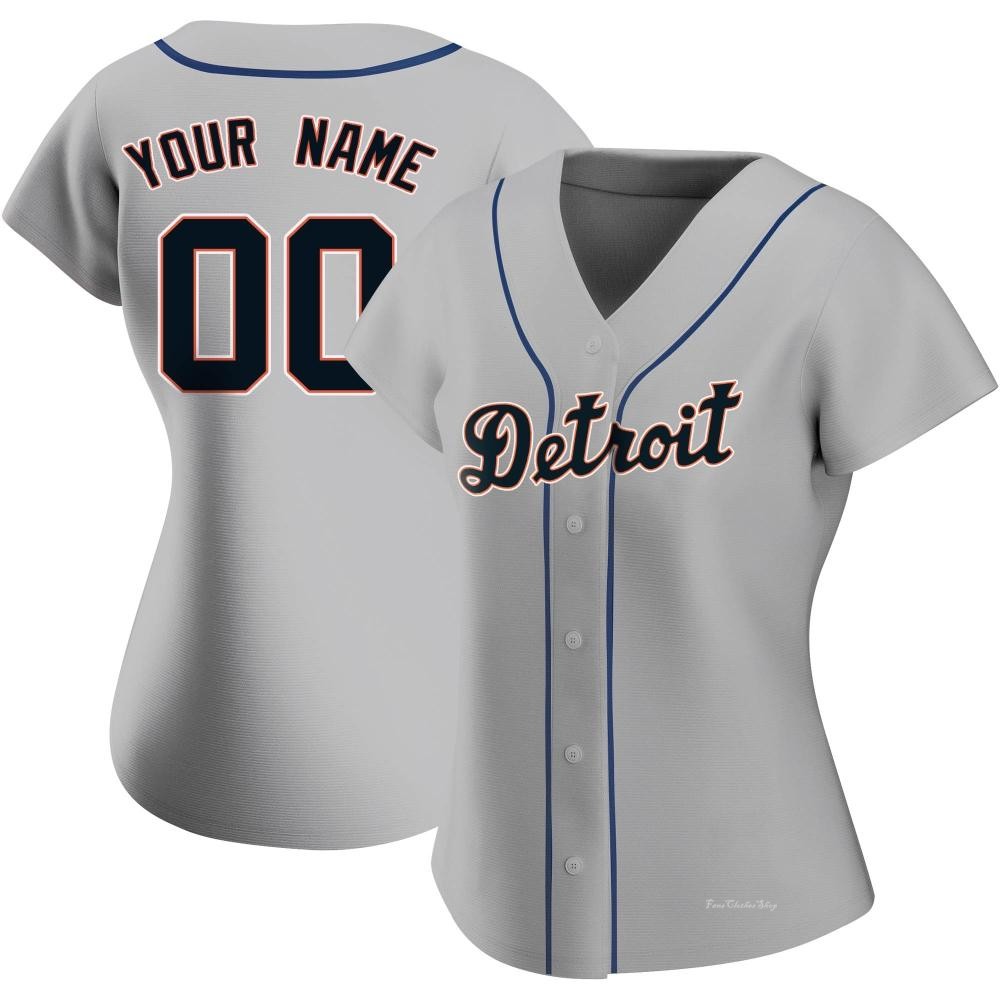 Women's Custom Detroit Tigers Authentic Gray Road Jersey