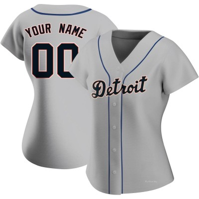 Women's Custom Detroit Tigers Authentic Gray Road Jersey