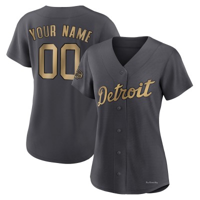 Women's Custom Detroit Tigers Game Charcoal Replica 2022 All-Star Jersey