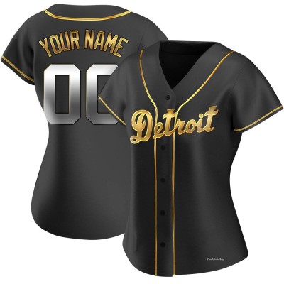 Women's Custom Detroit Tigers Replica Black Golden Alternate Jersey