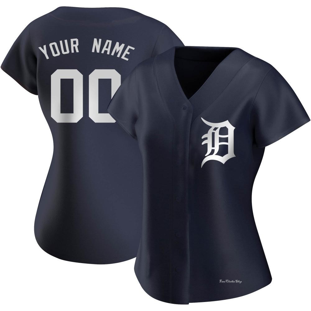 Women's Custom Detroit Tigers Replica Navy Alternate Jersey
