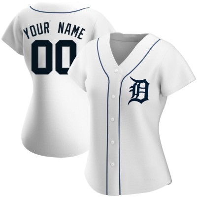 Women's Custom Detroit Tigers Replica White Home Jersey