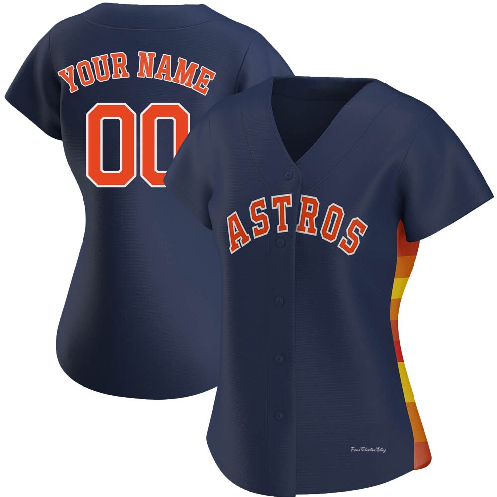 Women's Custom Houston Astros Authentic Navy Alternate Jersey
