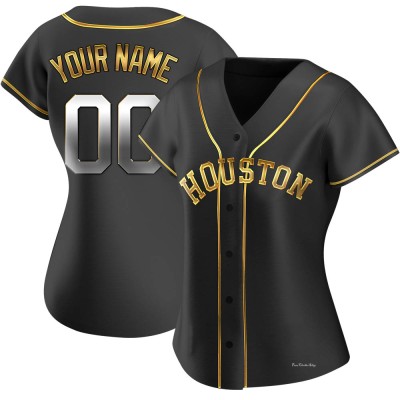 Women's Custom Houston Astros Replica Black Golden Alternate Jersey