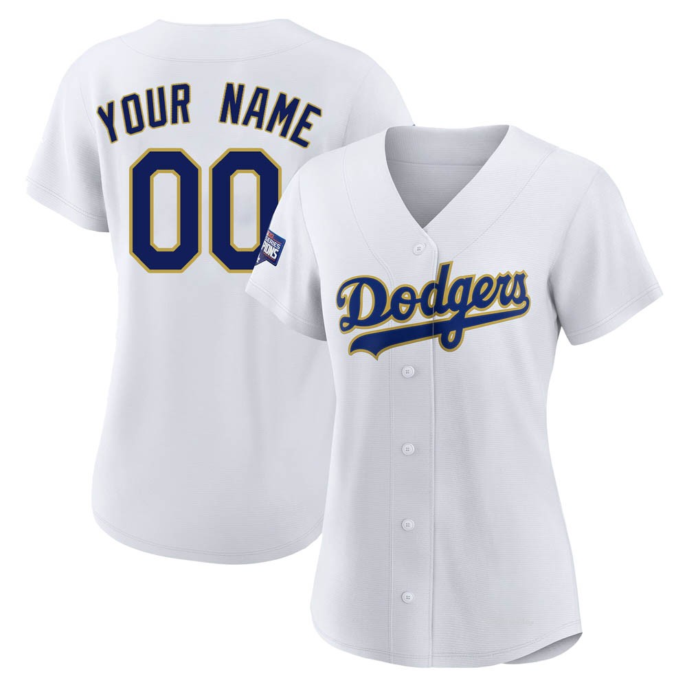 Women's Custom Los Angeles Dodgers Authentic White/Gold 2021 Gold Program Player Jersey