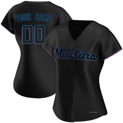 Women's Custom Miami Marlins Replica Black Alternate Jersey