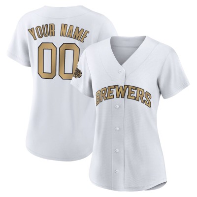 Women's Custom Milwaukee Brewers Game White Replica 2022 All-Star Jersey