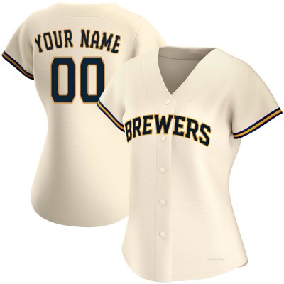 Women's Custom Milwaukee Brewers Replica Cream Home Jersey