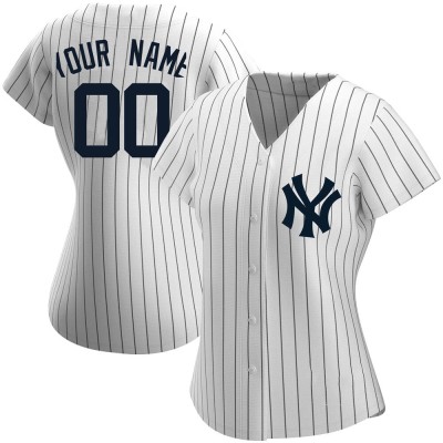 Women's Custom New York Yankees Replica White Home Name Jersey