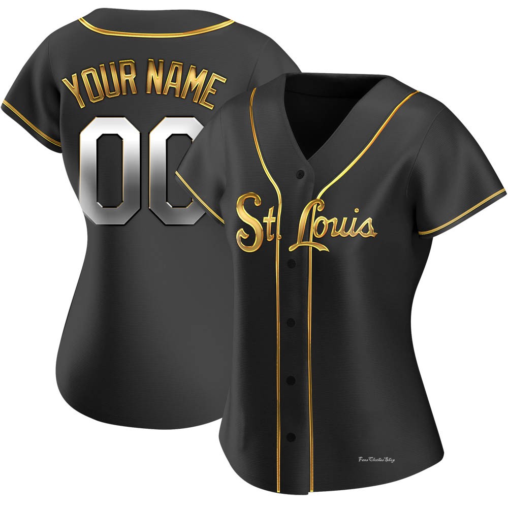 Women's Custom St. Louis Cardinals Replica Black Golden Alternate Jersey