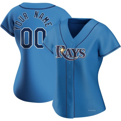 Women's Custom Tampa Bay Rays Replica Light Blue Alternate Jersey