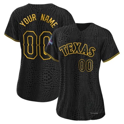 Women's Custom Texas Rangers Authentic Black Snake Skin City 2023 World Series Champions Jersey